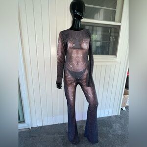 Never Worn* Fashion Nova Black & White/Skin tone Jumpsuit